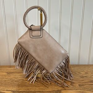 Taupe Fringe Clutch Bag